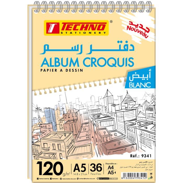 ALBUM CROQUIS A5 120G 36 F REF 9341 TECHNO