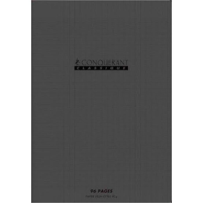 CAHIER 96 PAGES PIQUE A4 PP NOIR CONQUERANT