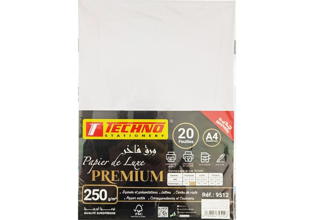 PAPIER DE LUX PREMUM A4 250G 20F TECHNO