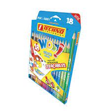 CRAYONS DE COULEURS EFFACABLE WOW 12 CLR REF 5801 TECHNO
