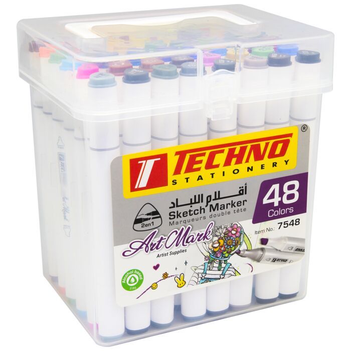 MARQUEUR DOUBLE TETE 48 PCS TECHNO 7548