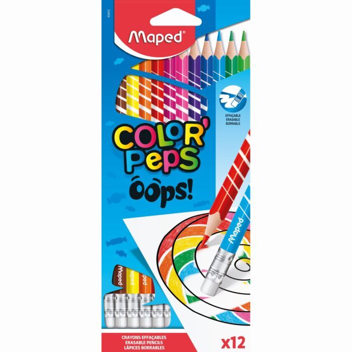 CRAYONS DE COULEUR EFFACABLE COLOR PEPS 12 COULEUR REF 832812 MAPED