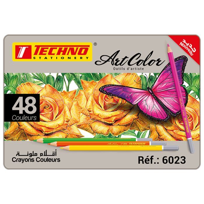 CRAYONS DE COULEUR ARTCOLOR BOITE METAL 48 PCS TECHNO REF 6023