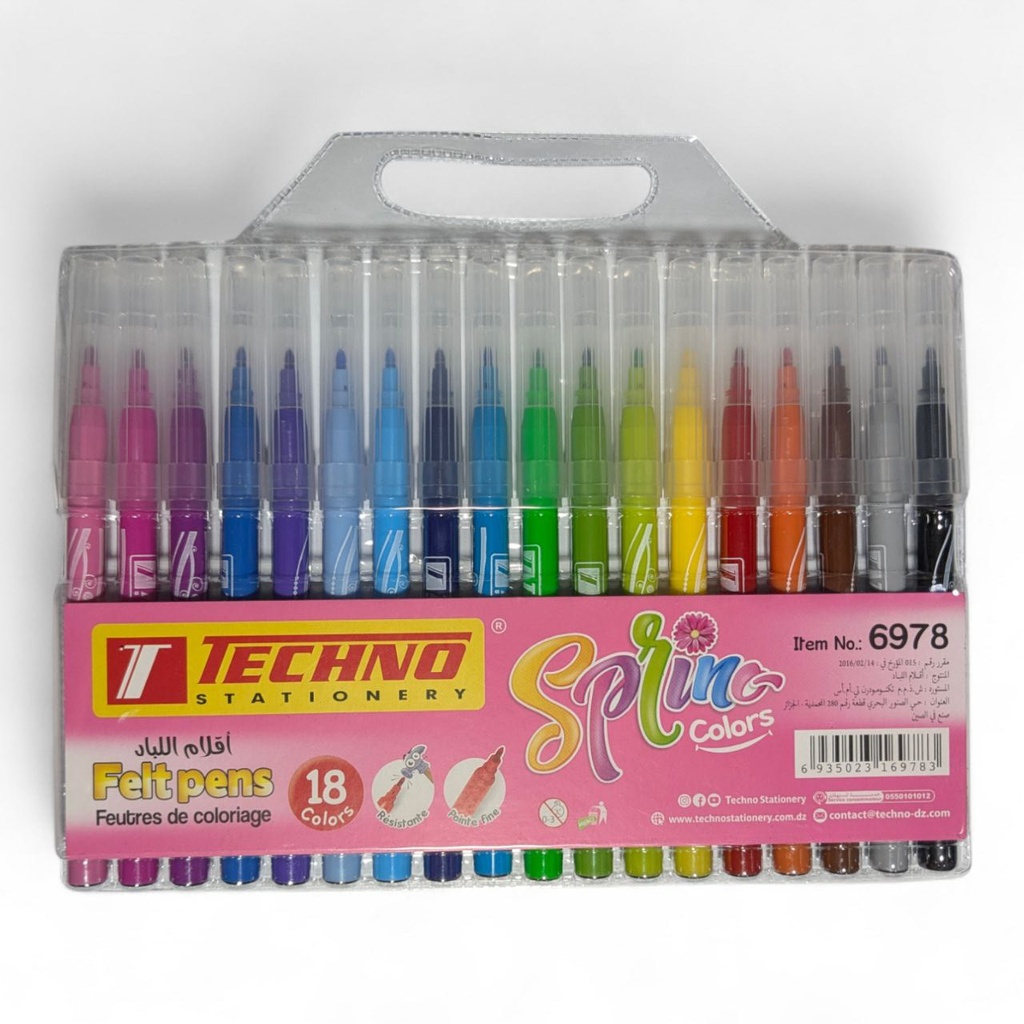 FEUTRE DE COLORIGE POCHETTE DE 18 COULEUR REF 6978 TECHNO
