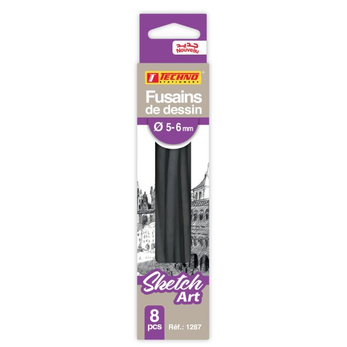 FUSAINS DE DESSIN 5-6MM 8PCS REF1287 TECHNO