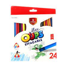 CRAYONS DE COULEURS OUPS EFFACABLE 24 CLR REF 0462 VERTEX