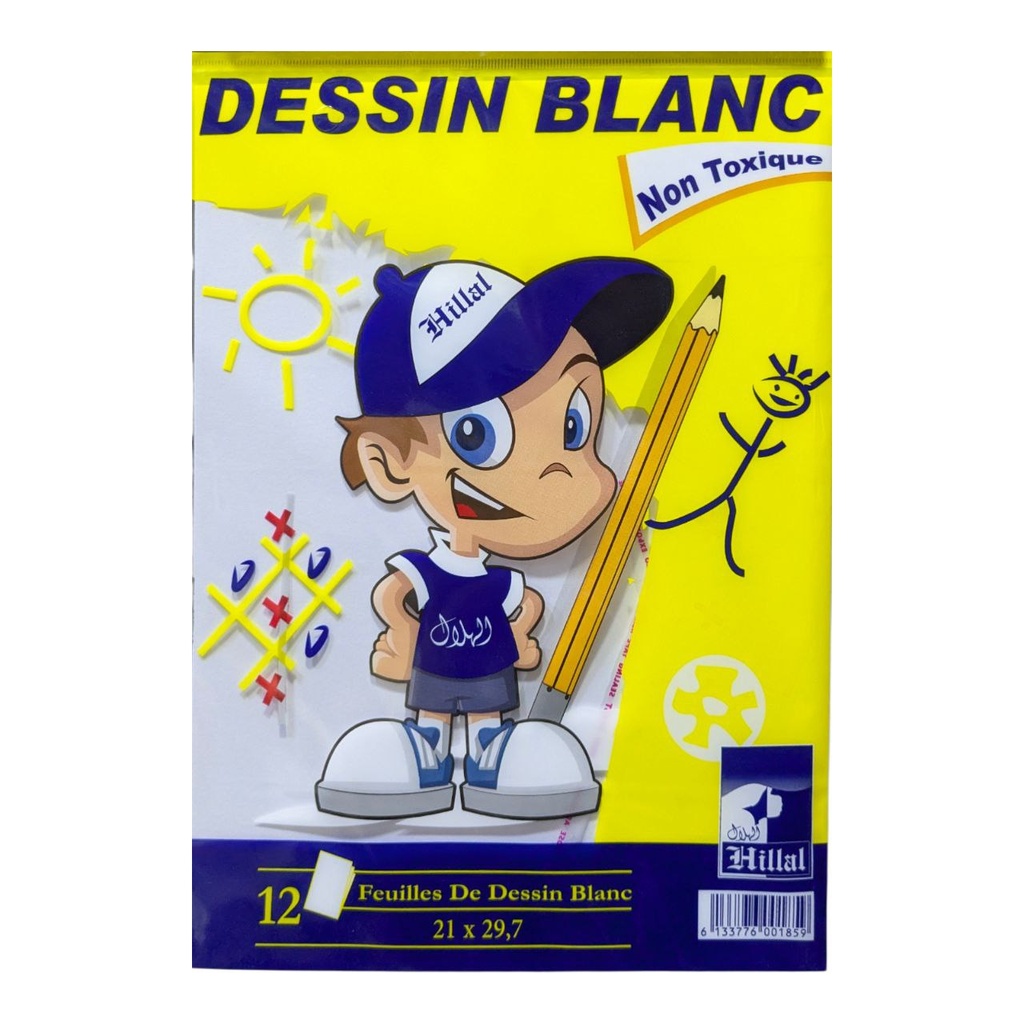POCHETTE PAPIER A DESSIN BLANC 21*29 A4 12F HILLAL